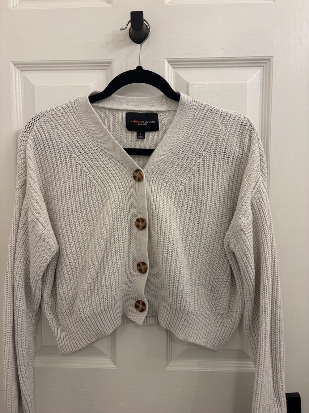 Ambiance Light Cream Chunky Knit Button Cardigan